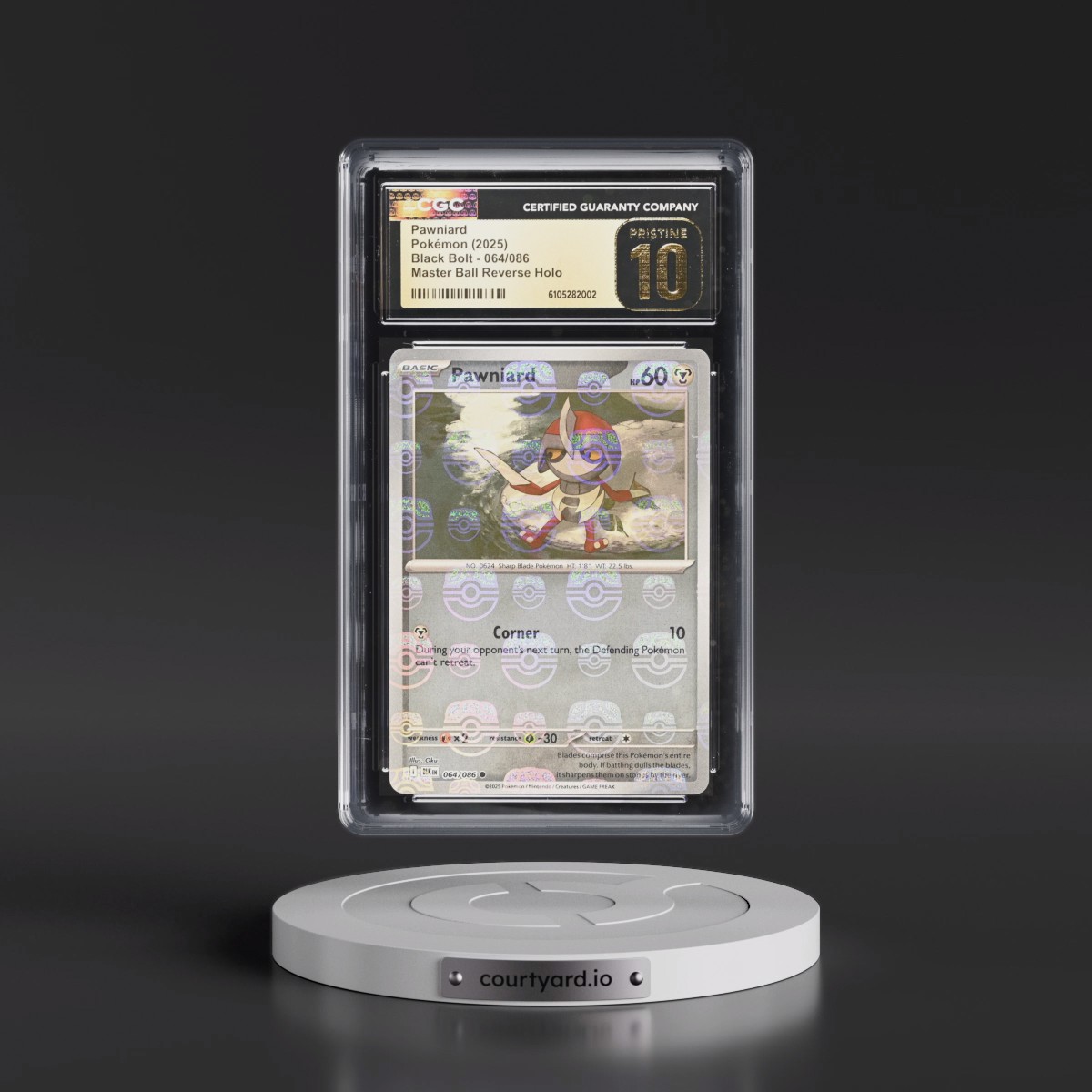 2025 Black Bolt - BLK EN #064/086 Pawniard - Reverse Holo Master Ball (CGC 10 PRISTINE)