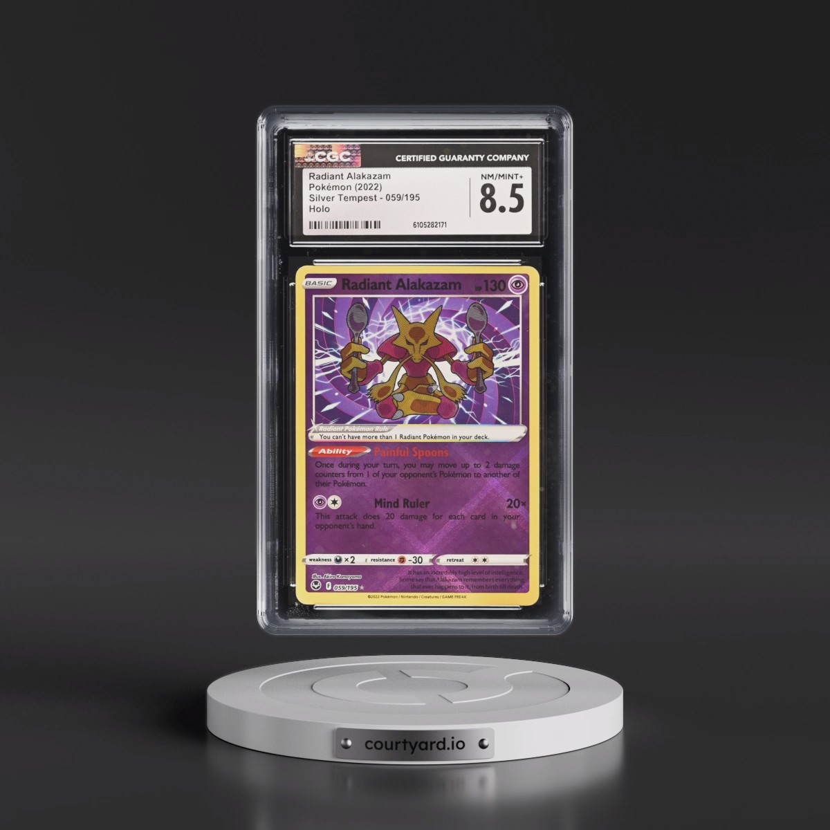 2022 Silver Tempest #059/195 Radiant Alakazam - Holo (CGC 8.5 NM-MT+)