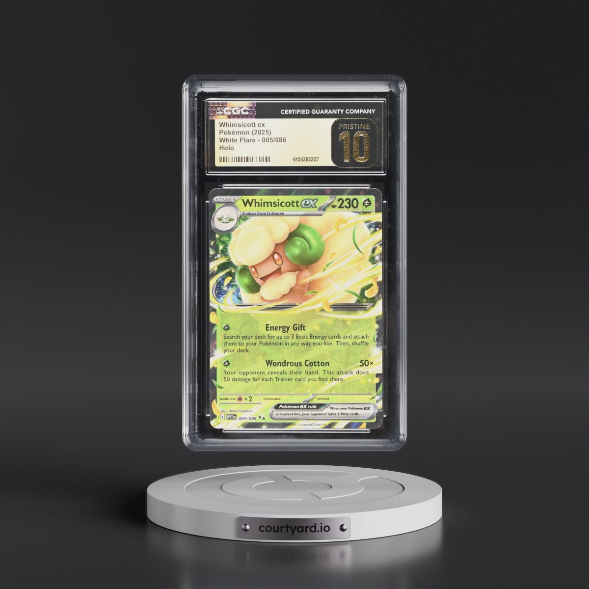 2025 Pokémon Wht EN-White Flare #005 Whimsicott EX - Holo (CGC 10 PRISTINE)