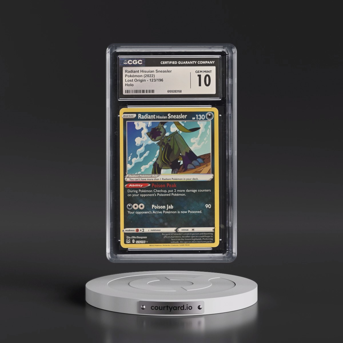 2022 Lost Origin #123/196 Radiant Hisuian Sneasler - Holo (CGC 10 GEM MINT)
