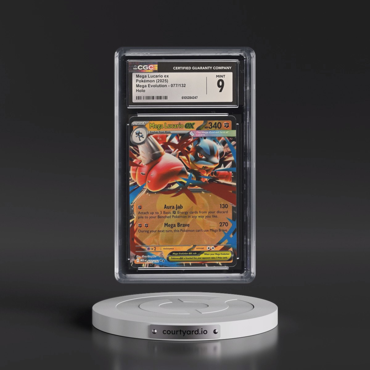 2025 Mega Evolution - MEG EN #077/132 Mega Lucario ex - Holo (CGC 9 MINT)