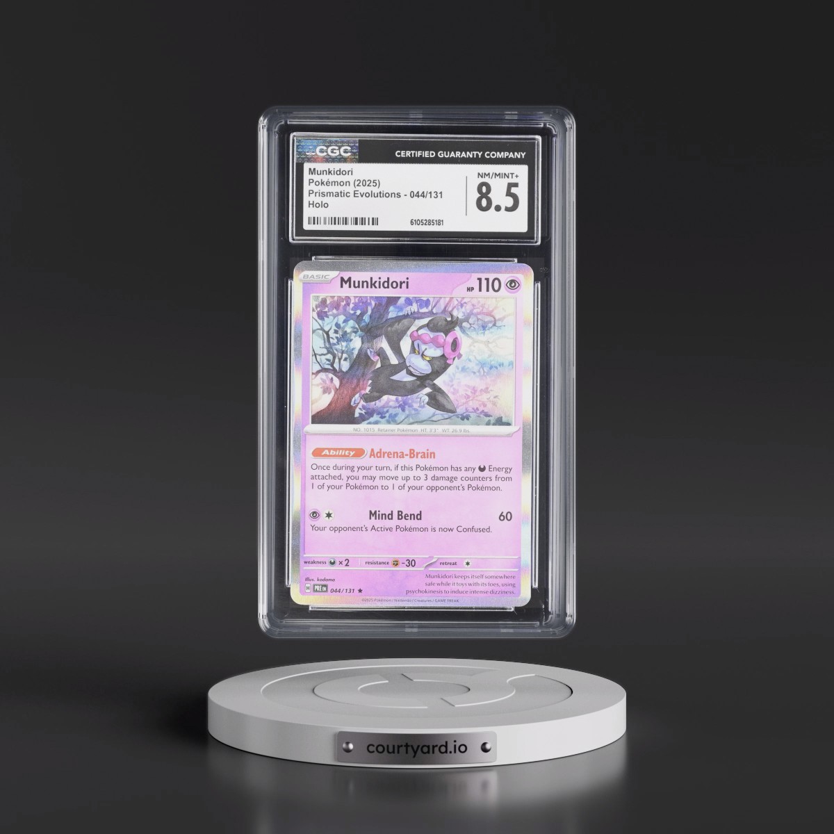 2024 Prismatic Evolutions - PRE EN #044/131 Munkidori - Holo (CGC 8.5 NM-MT+)