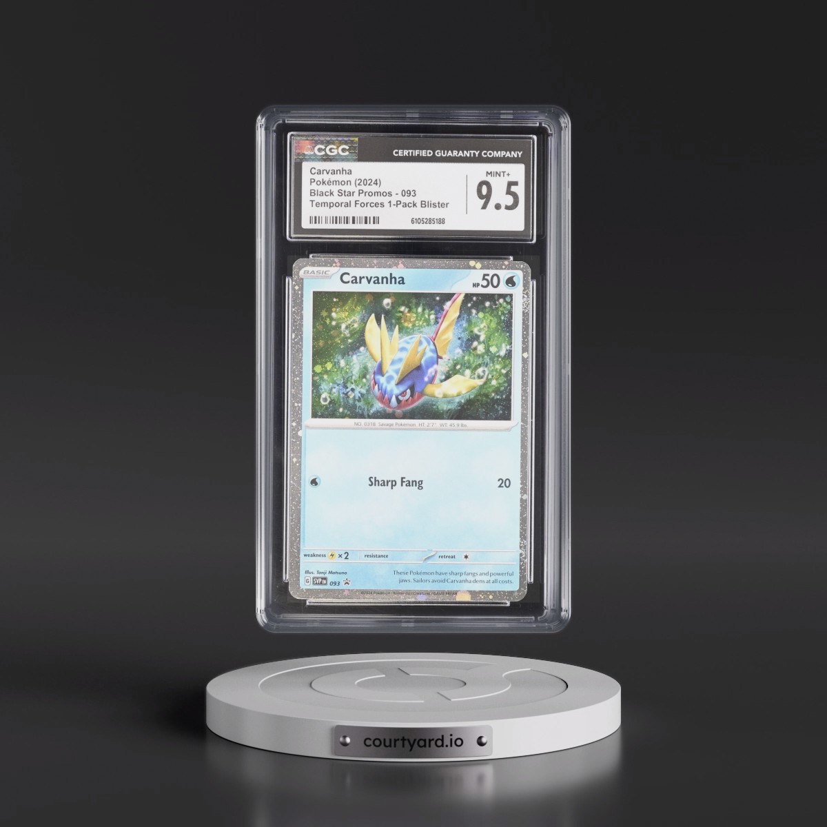 2023 Black Star Promos - Scarlet & Violet SVPEN #093 Carvanha - Temporal Forces 1-Pack Blister (Cosmos Holo) (CGC 9.5 MINT+)