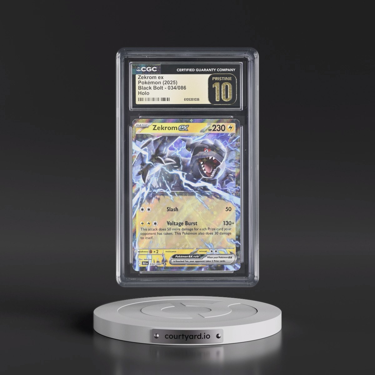 2025 Black Bolt - BLK EN #034/086 Zekrom ex - Holo (CGC 10 PRISTINE)