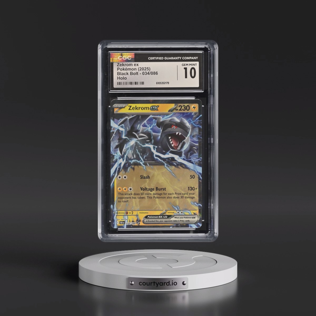 2025 Black Bolt - BLK EN #034/086 Zekrom ex - Holo (CGC 10 GEM MINT)