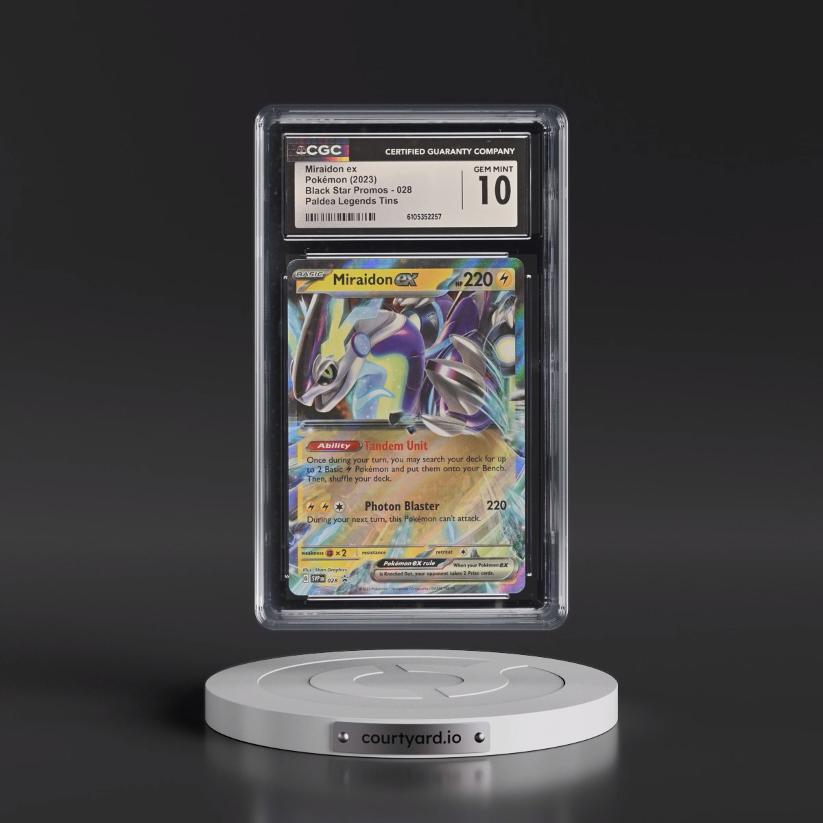2023 Black Star Promos - Scarlet & Violet SVPEN #028 Miraidon ex - Paldea Legends Tin (Holo) (CGC 10 GEM MINT)