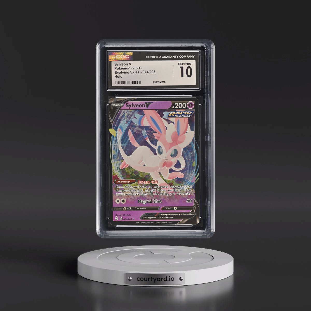 2021 Evolving Skies #074/203 Sylveon V - Holo (CGC 10 GEM MINT)