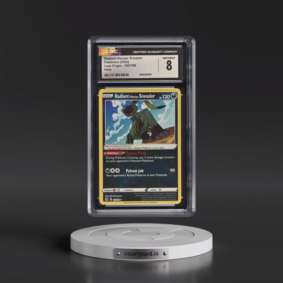 2022 Lost Origin #123/196 Radiant Hisuian Sneasler - Holo (CGC 8 NM-MT)