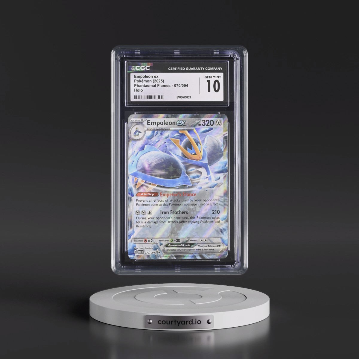 2025 Phantasmal Flames - PFL EN #070/094 Empoleon ex - Holo (CGC 10 GEM MINT)