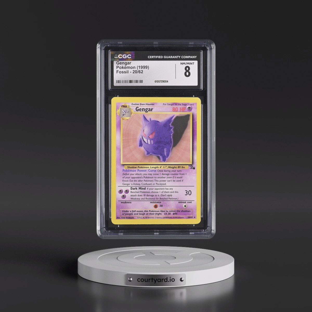 1999 Fossil #20/62 Gengar (CGC 8 NM-MT)