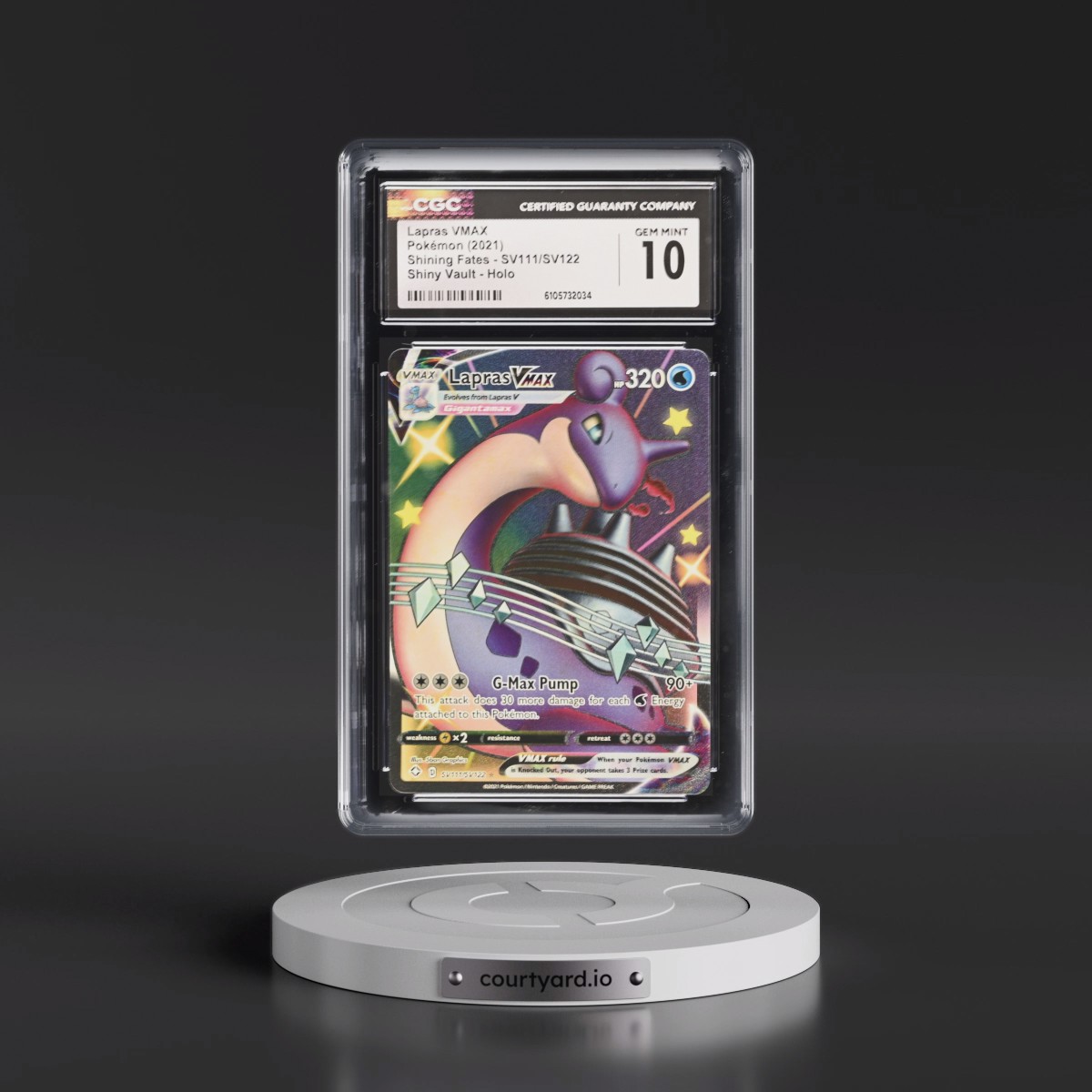2021 Shining Fates #SV111/SV122 Lapras VMAX - Shiny Vault Holo (CGC 10 GEM MINT)
