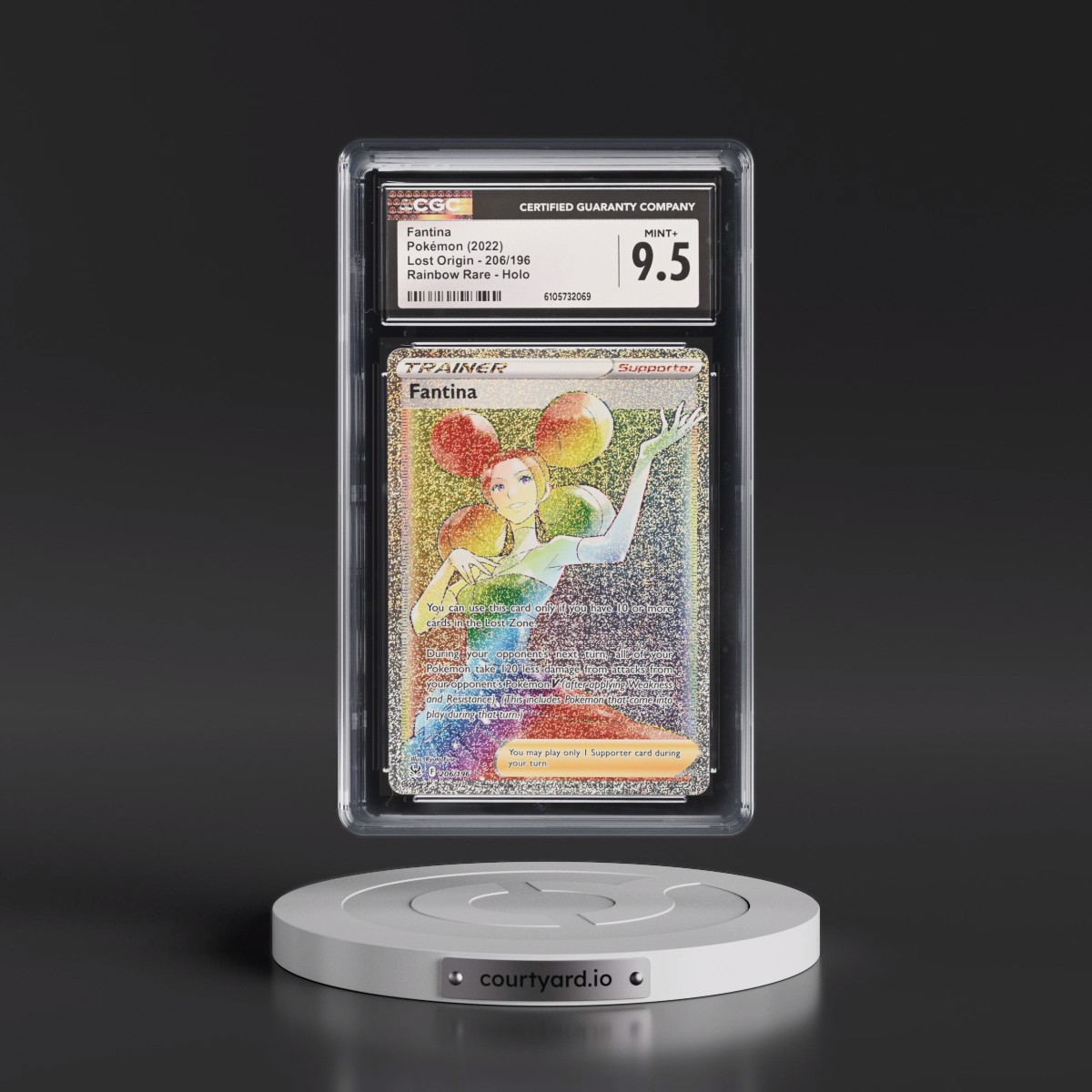 2022 Lost Origin #206/196 Fantina - Rainbow Rare Holo (CGC 9.5 MINT+)