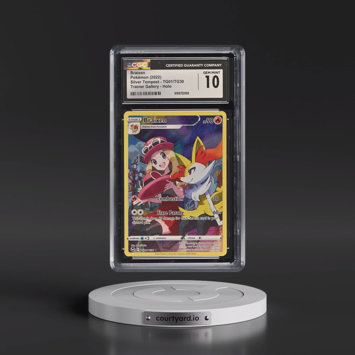 2022 Silver Tempest #TG01/TG30 Braixen - Trainer Gallery Holo (CGC 10 GEM MINT)