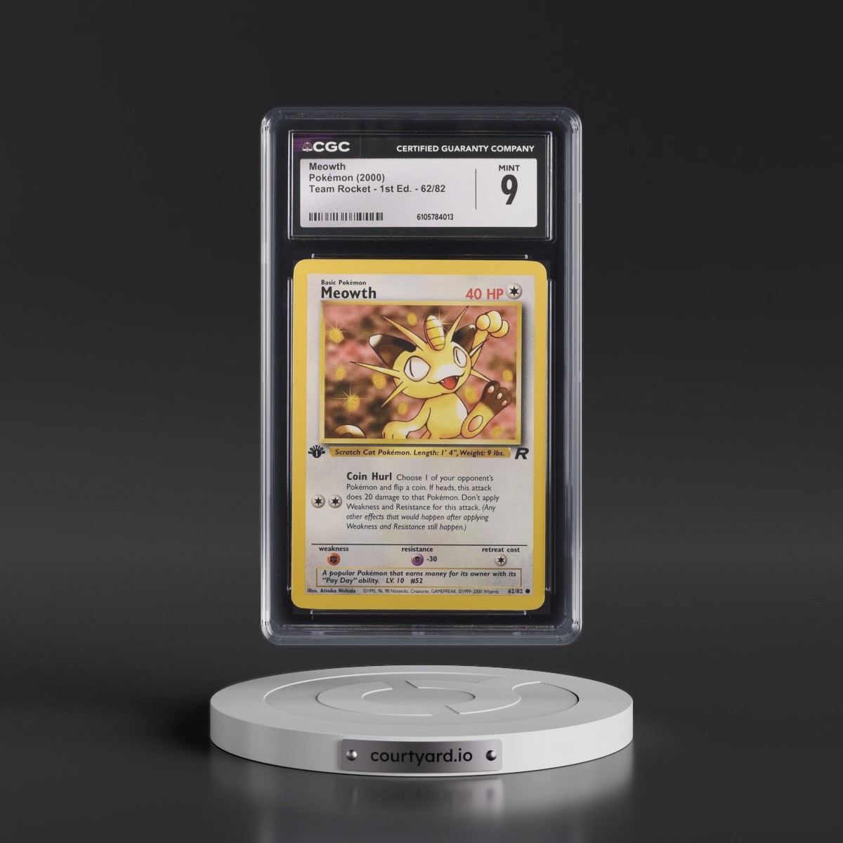 2000 Team Rocket #62/82 Meowth - 1st Edition 1st Edition (CGC 9 MINT)