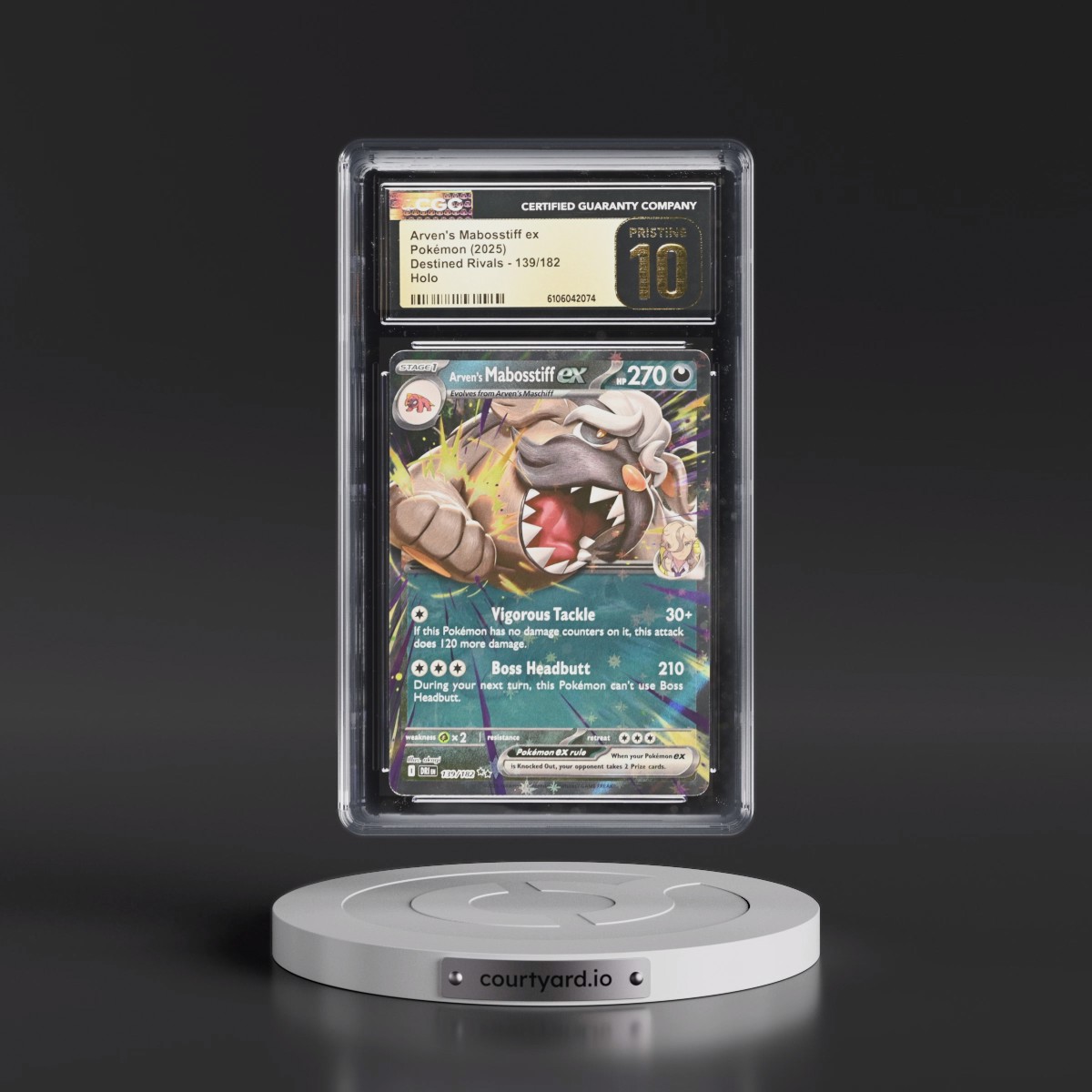 2025 Pokémon Dri EN-Destined Rivals #139 Arven's Mabosstiff EX - Holo (CGC 10 PRISTINE)