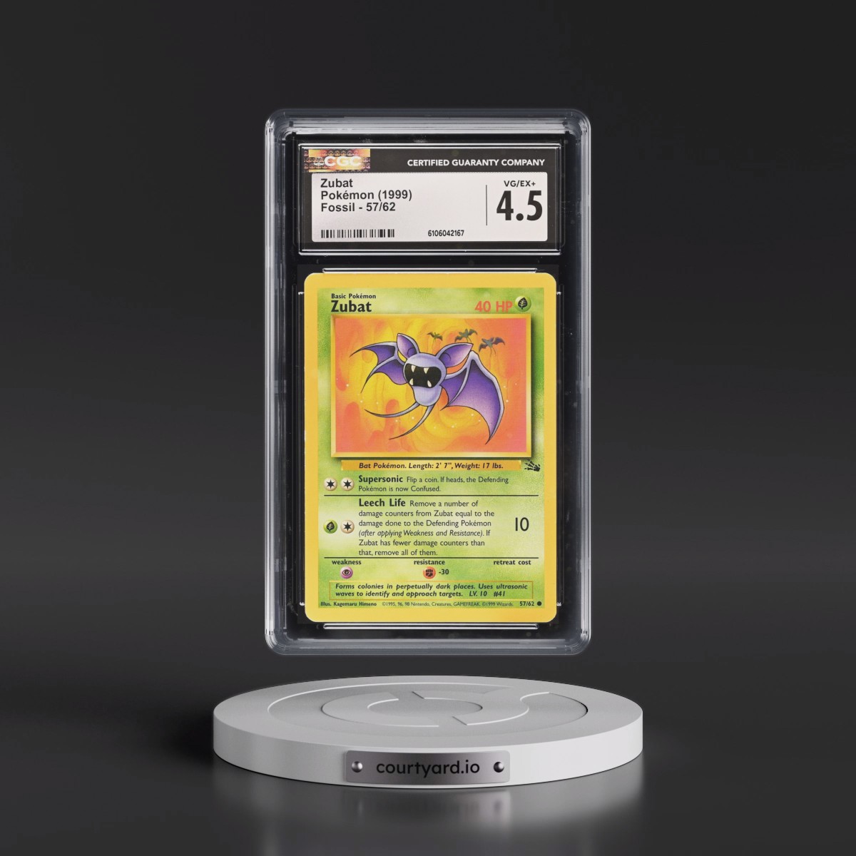 1999 Fossil #57/62 Zubat (CGC 4.5 VG-EX+)