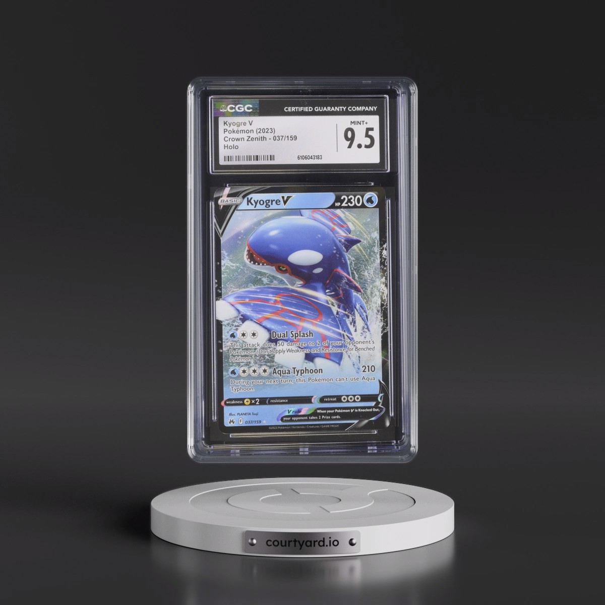 2023 Crown Zenith #037/159 Kyogre V - Holo (CGC 9.5 MINT+)