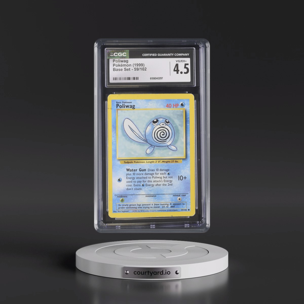 1999 Base Set #59/102 Poliwag (CGC 4.5 VG-EX+)