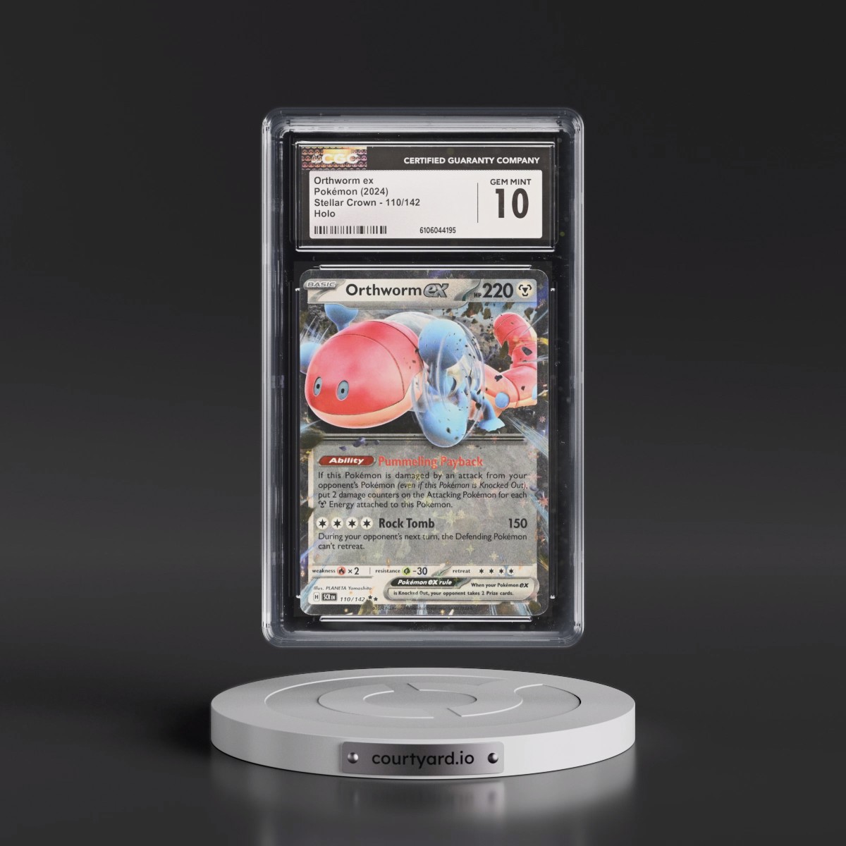 2024 Pokémon Scr EN-Stellar Crown #110 Orthworm EX - Holo (CGC 10 GEM MINT)