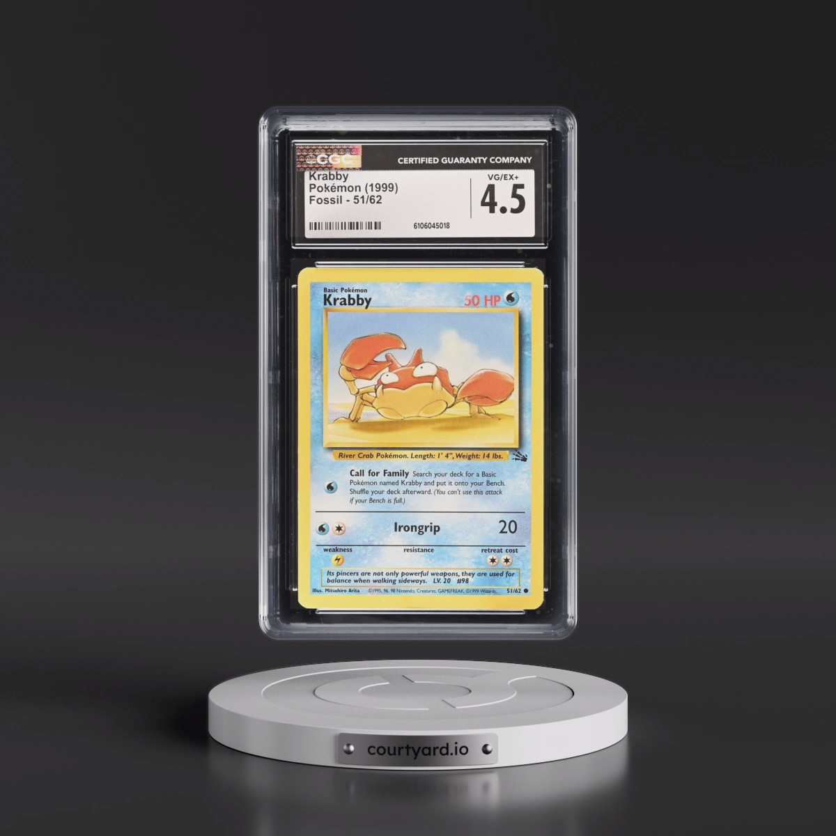 1999 Fossil #51/62 Krabby (CGC 4.5 VG-EX+)