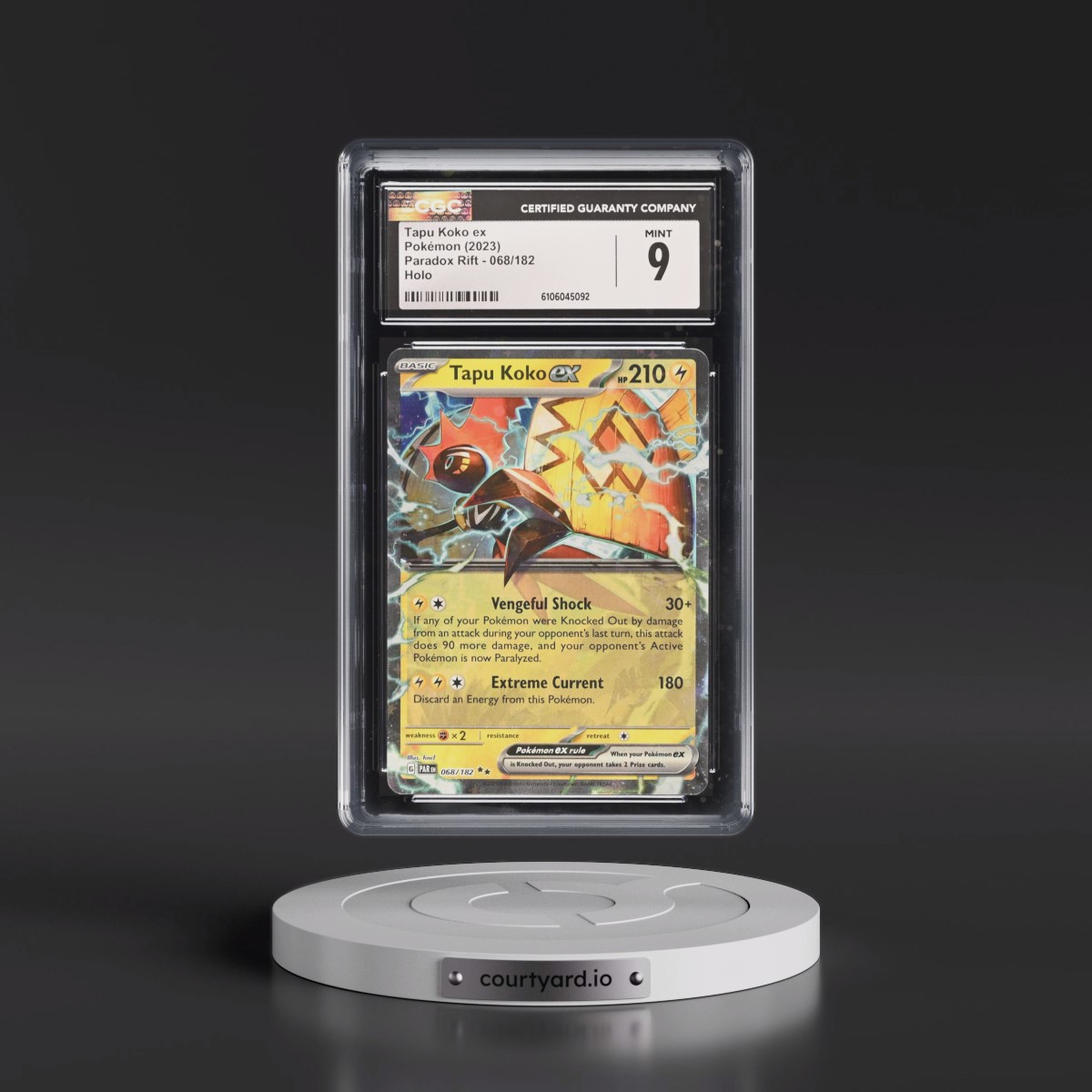 2023 Pokémon Par EN-Paradox Rift #068 Tapu Koko EX - Holo (CGC 9 MINT)