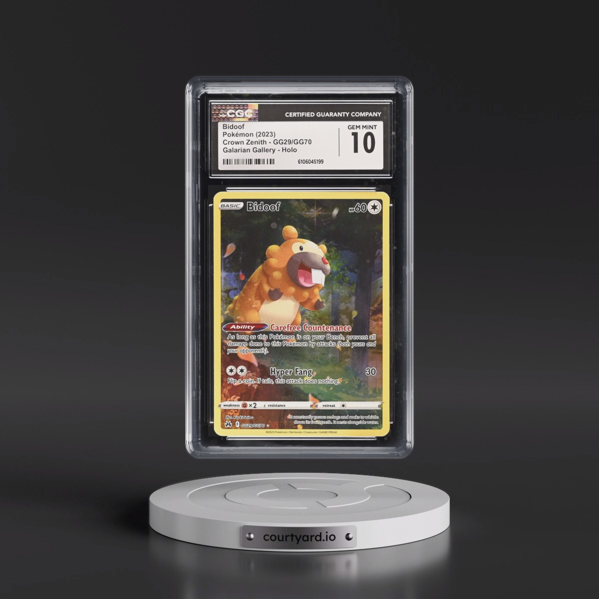 2023 Crown Zenith #GG29/GG70 Bidoof - Galarian Gallery Holo (CGC 10 GEM MINT)