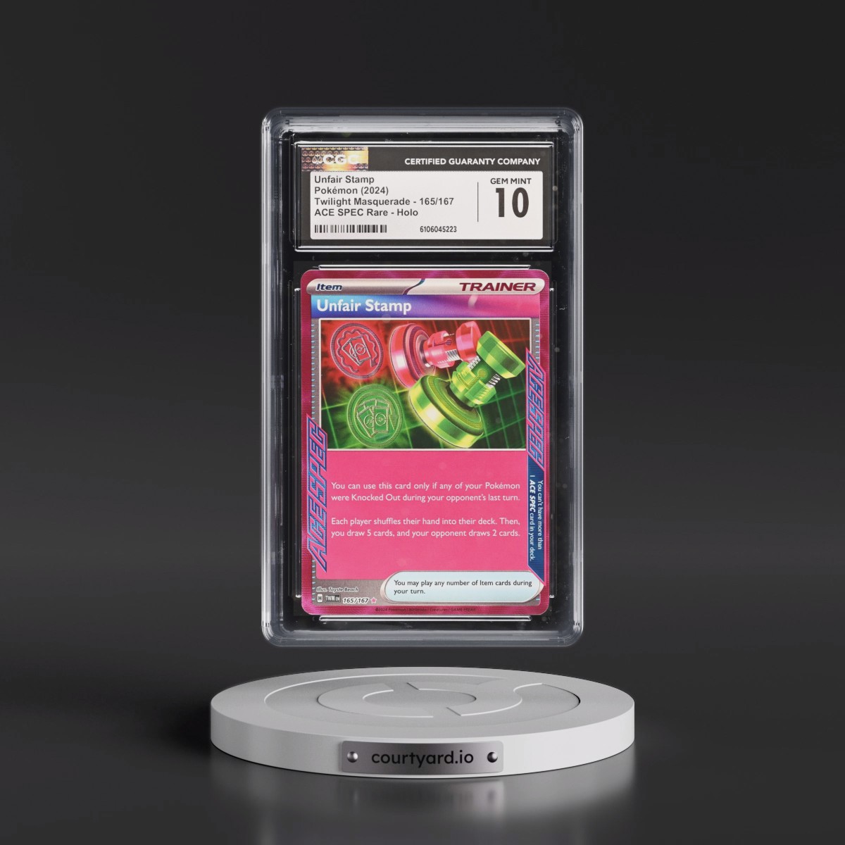 2024 Twilight Masquerade - TWM EN #165/167 Unfair Stamp - ACE SPEC Rare Holo (CGC 10 GEM MINT)