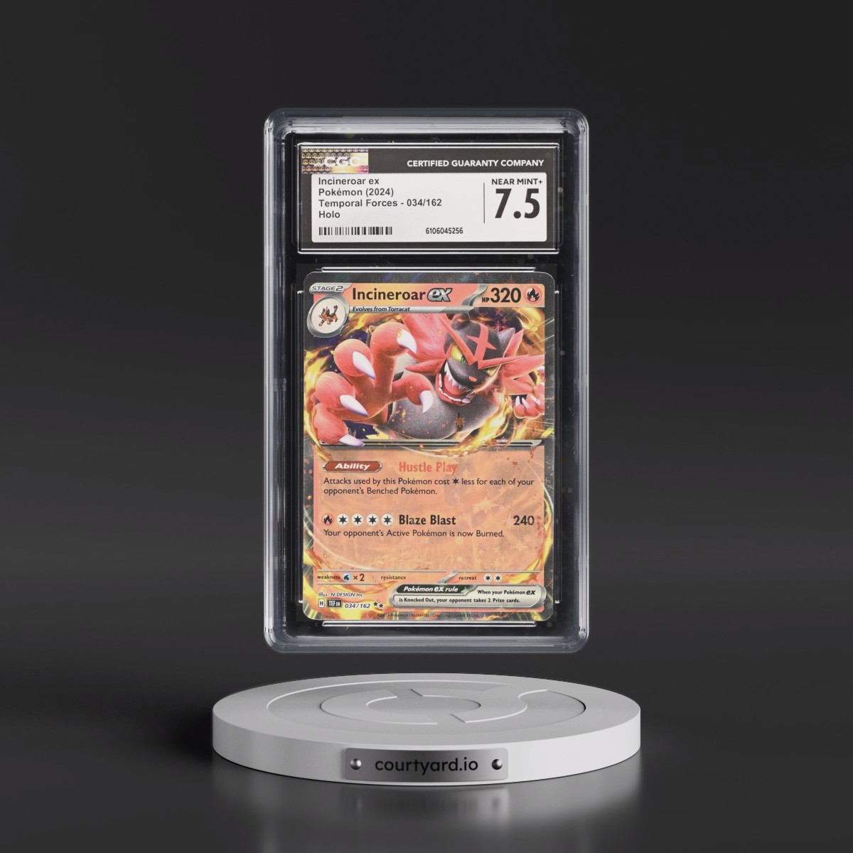 2024 Pokémon Tef EN-Temporal Forces #034 Incineroar EX - Holo (CGC 7.5 NM+)