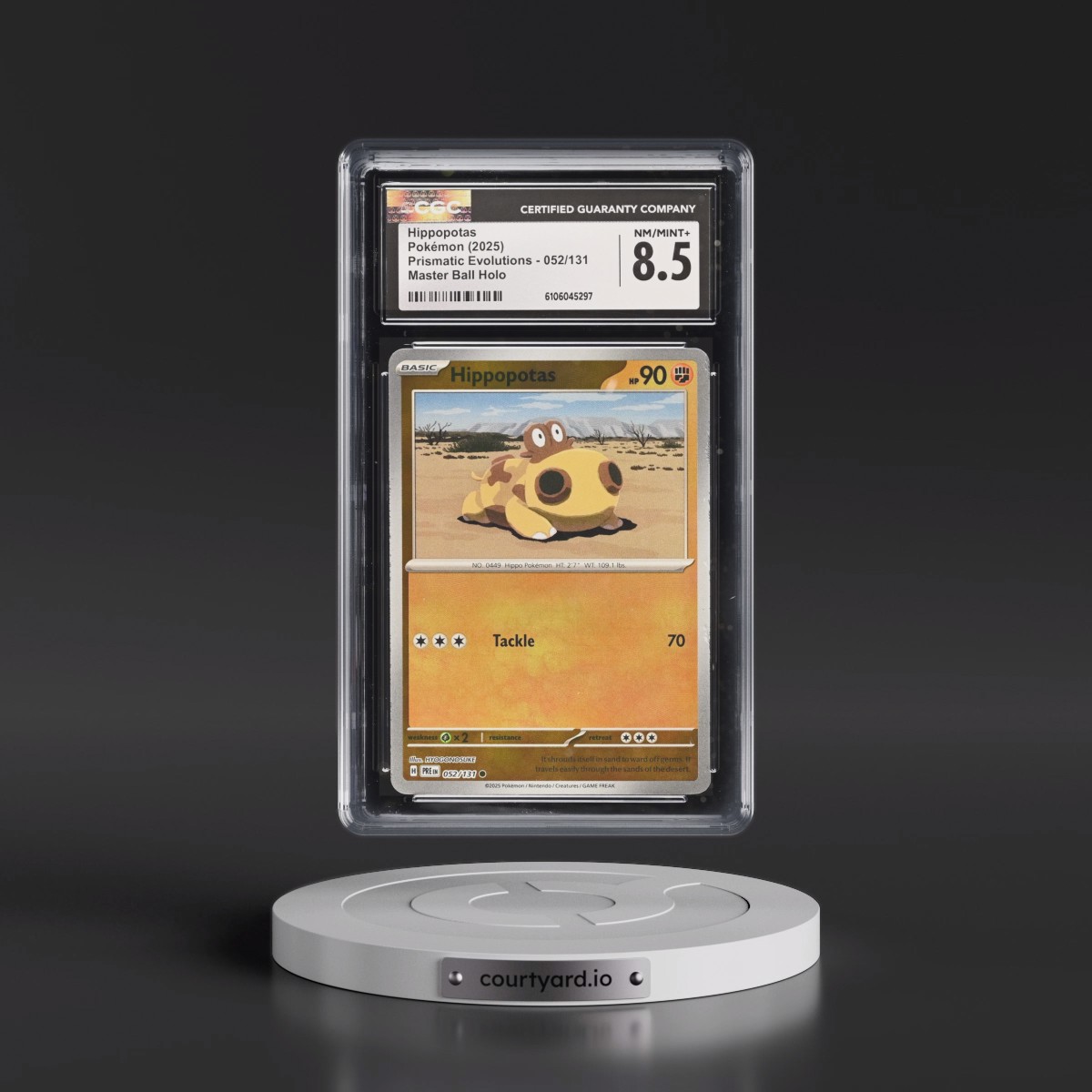 2025 Prismatic Evolutions - PRE EN #052/131 Hippopotas - Master Ball Holo (CGC 8.5 NM-MT+)