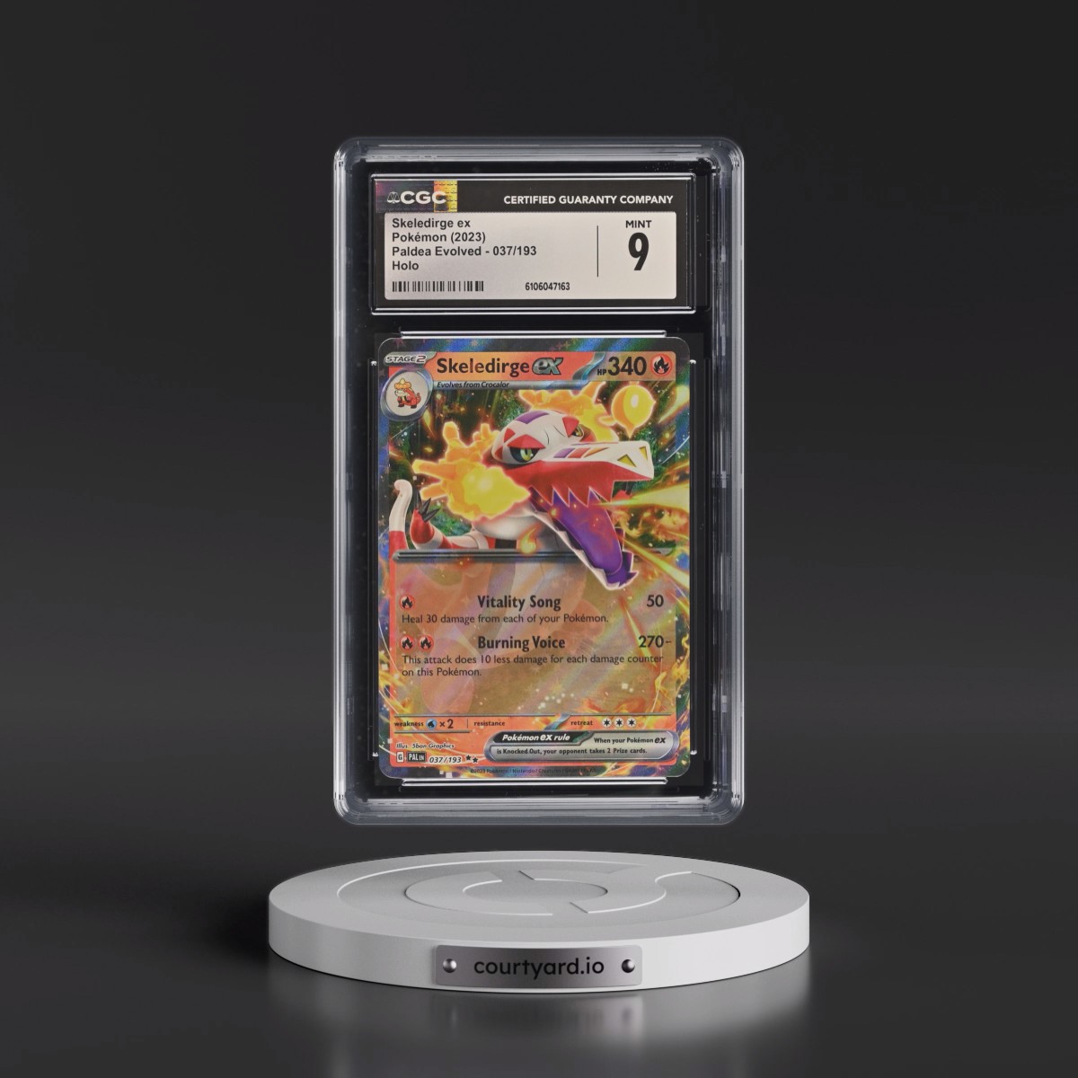 2023 Pokémon Pal EN-Paldea Evolved #037 Skeledirge EX - Holo (CGC 9 MINT)