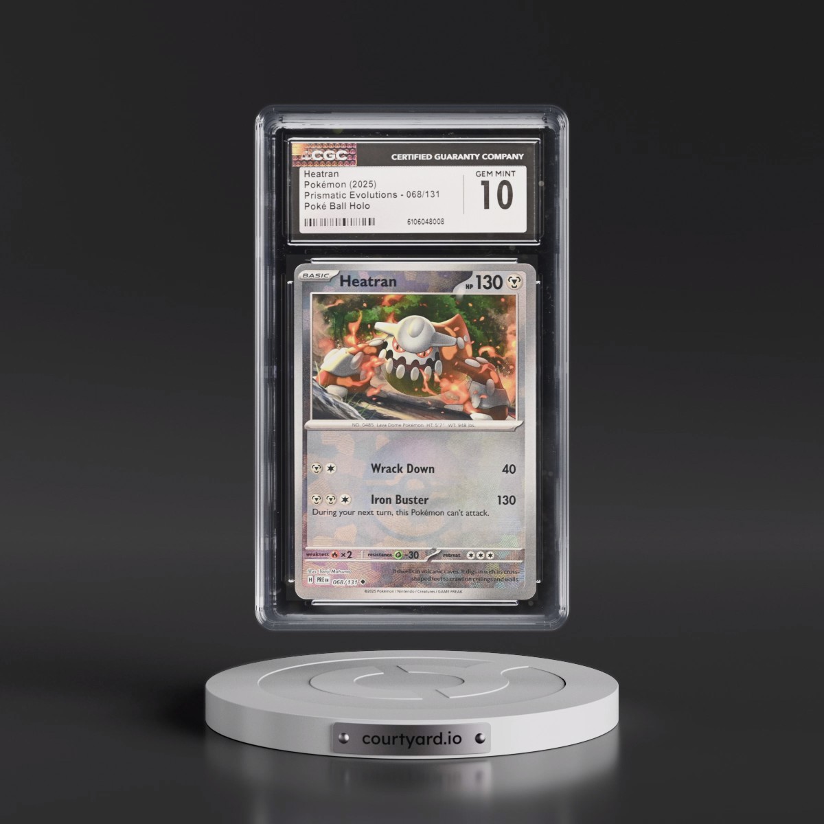 2025 Pokémon Pre EN-Prismatic Evolutions #068 Heatran - Reverse Holo Poke Ball (CGC 10 GEM MINT)