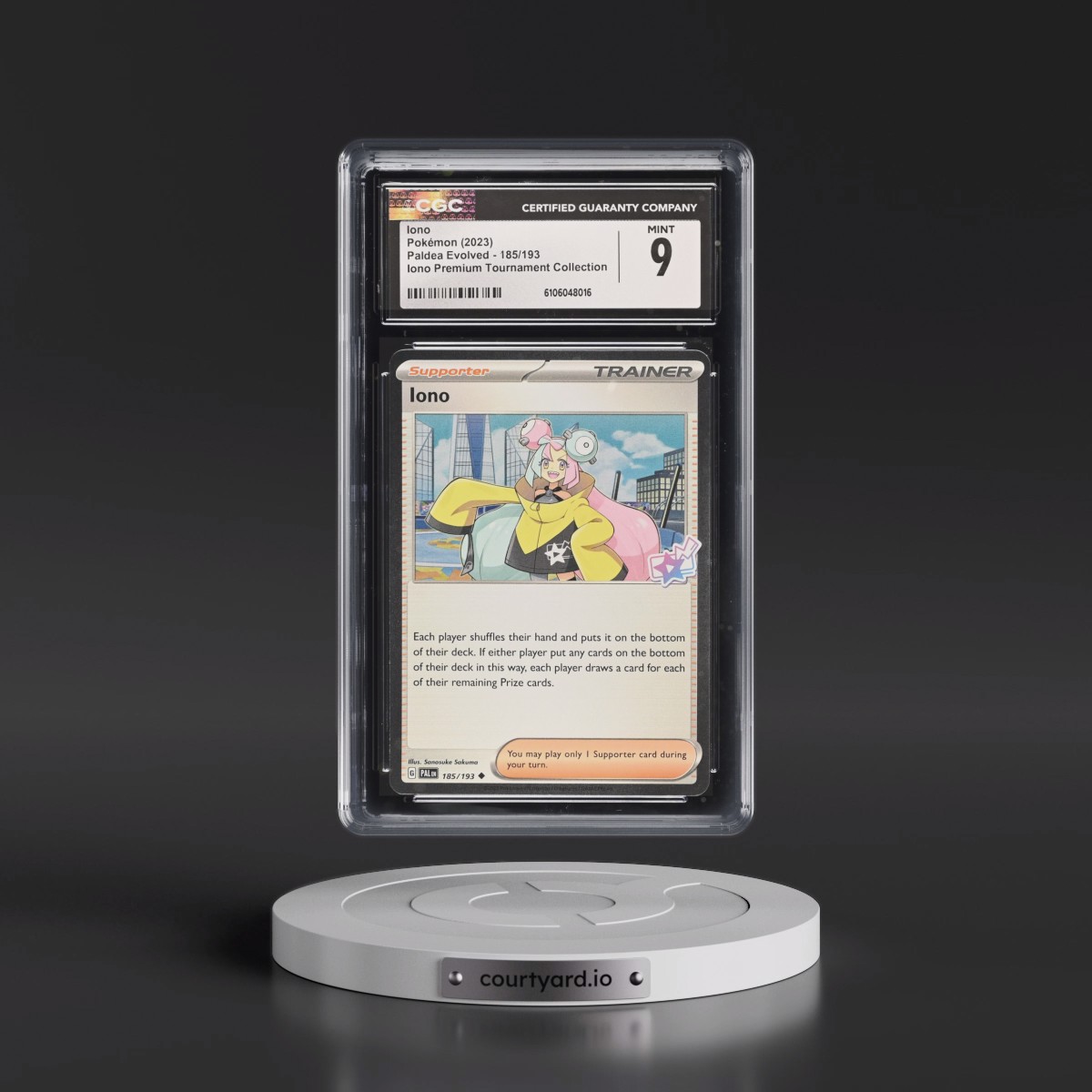 2023 Paldea Evolved - PAL EN #185/193 Iono - Iono Premium Tournament Collection (Cosmos Holo) (CGC 9 MINT)