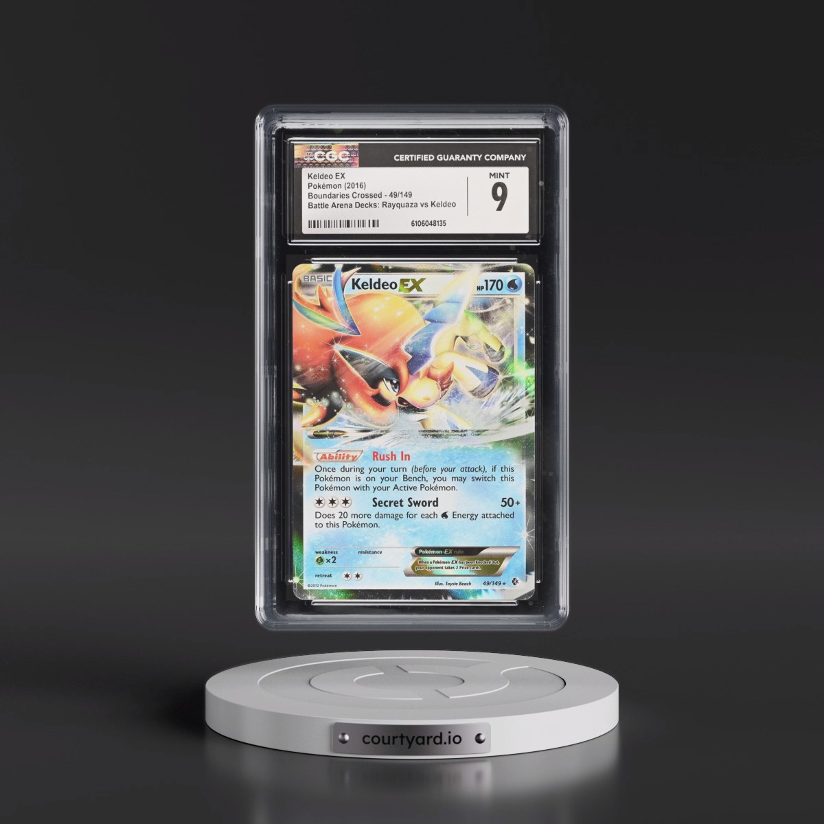 2012 Boundaries Crossed #49/149 Keldeo EX - Battle Arena Decks: Rayquaza vs Keldeo (Sheen Holo) (CGC 9 MINT)