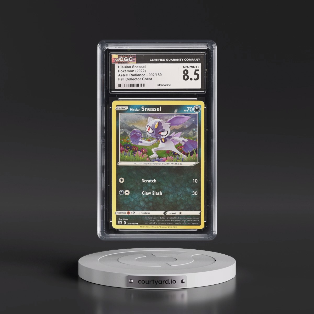 Astral Radiance #092/189 Hisuian Sneasel - Fall Collector Chest (Cosmos Holo) (CGC 8.5 NM-MT+)