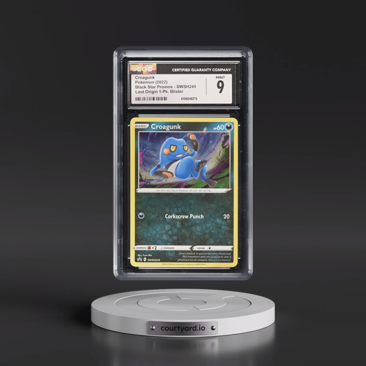 2017 Black Star Promos - Sword & Shield #SWSH245 Croagunk - Lost Origin 1-Pk. Blister (Cosmos Holo) (CGC 9 MINT)