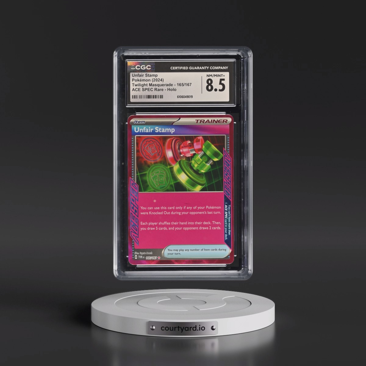 2024 Twilight Masquerade - TWM EN #165/167 Unfair Stamp - ACE SPEC Rare Holo (CGC 8.5 NM-MT+)
