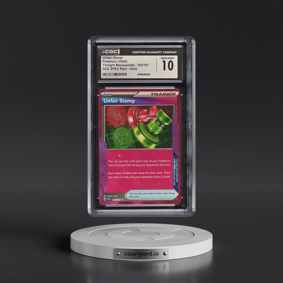2024 Twilight Masquerade - TWM EN #165/167 Unfair Stamp - ACE SPEC Rare Holo (CGC 10 GEM MINT)