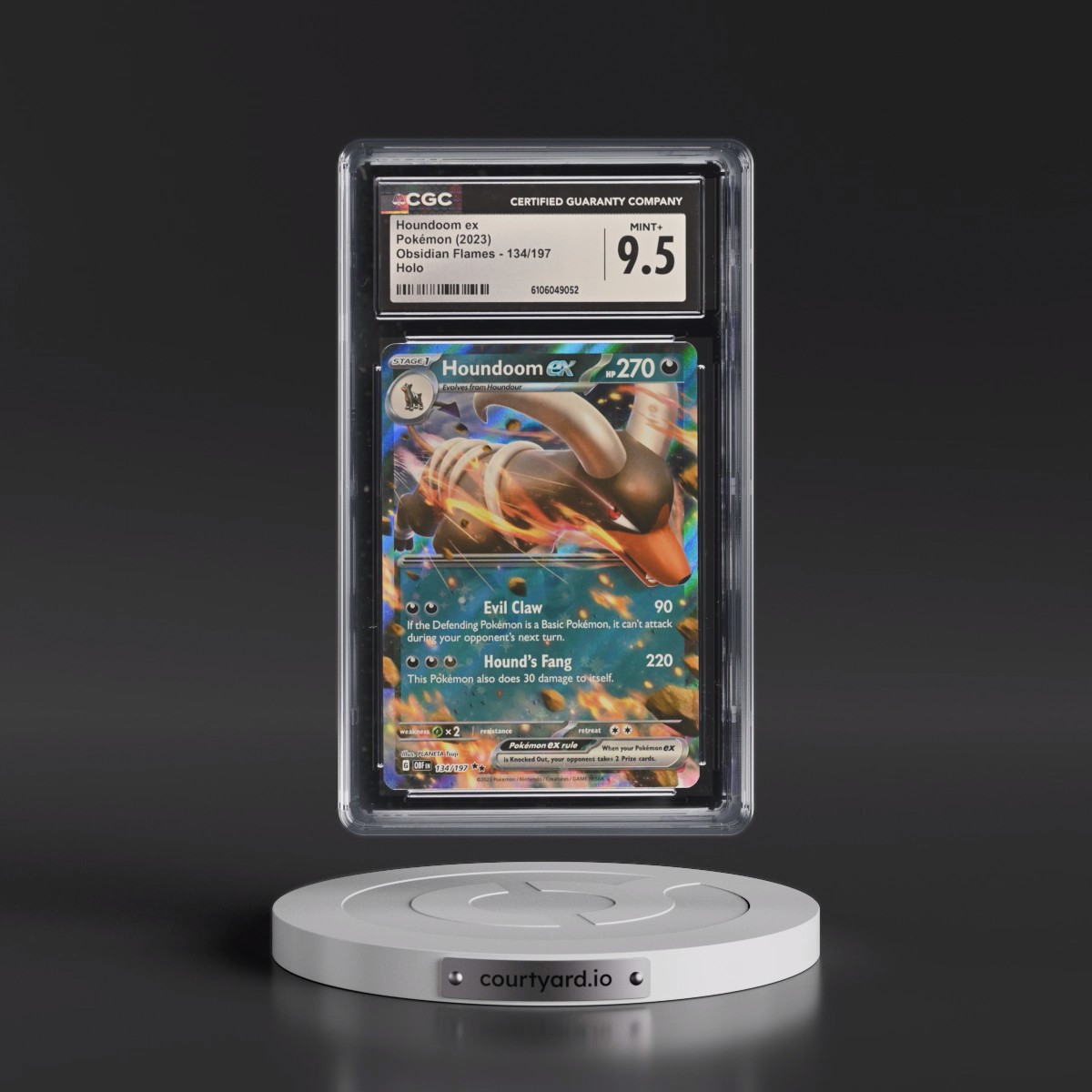 2023 Pokémon Obf EN-Obsidian Flames #134 Houndoom EX - Holo (CGC 9.5 MINT+)