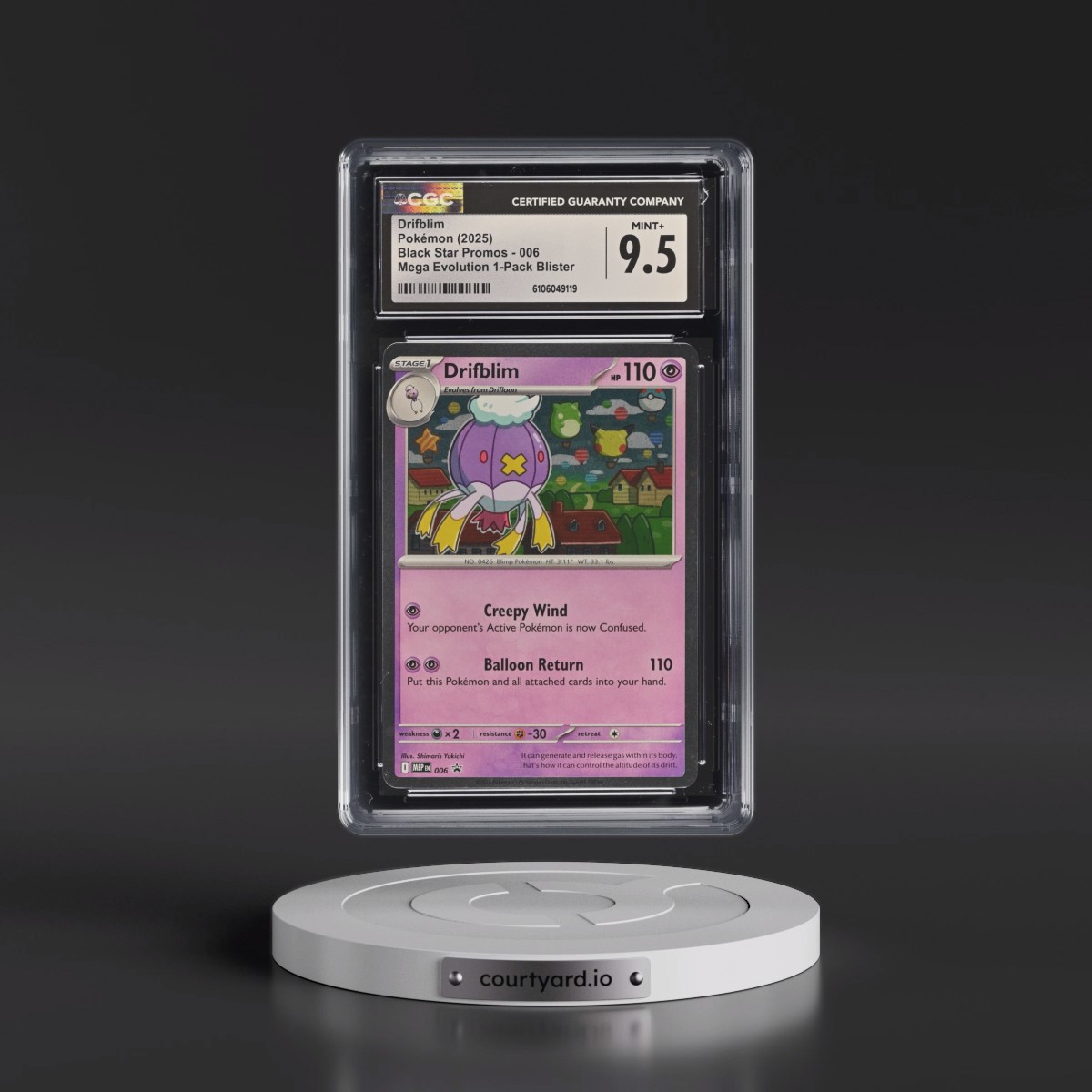2025 Black Star Promos - Mega Evolution MEP EN #006 Drifblim - Mega Evolution 1-Pack Blister (Cosmos Holo) (CGC 9.5 MINT+)