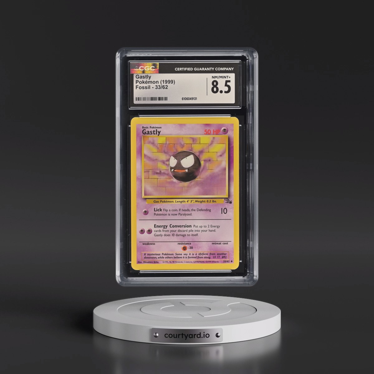 1999 Fossil #33/62 Gastly (CGC 8.5 NM-MT+)