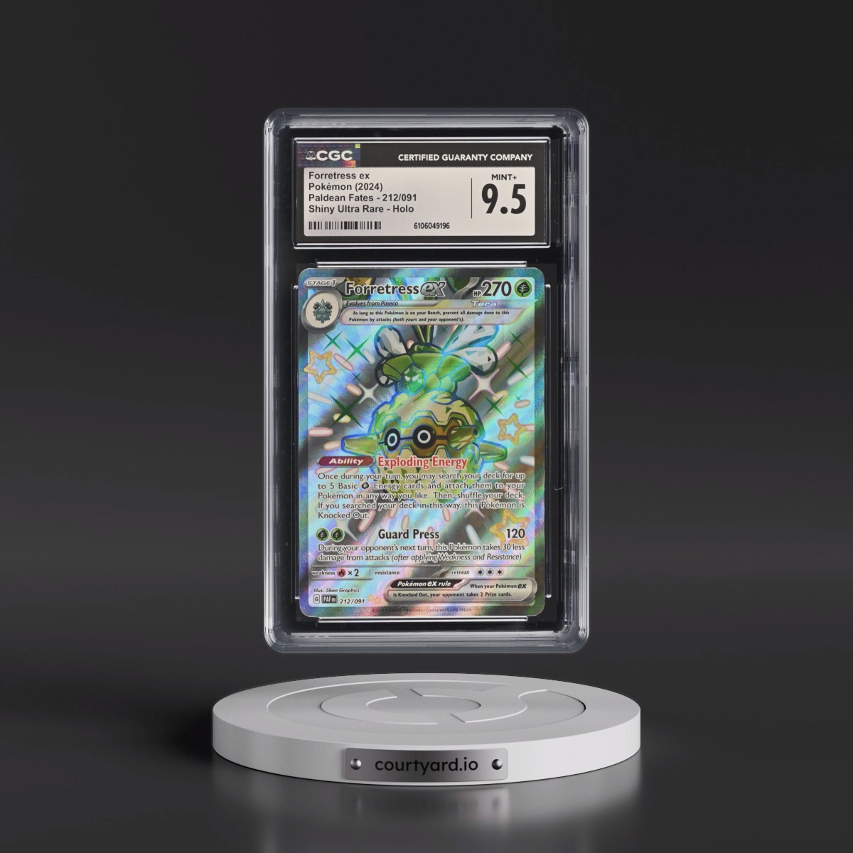 2024 Paldean Fates - PAF EN #212/091 Forretress ex - Shiny Ultra Rare Holo (CGC 9.5 MINT+)