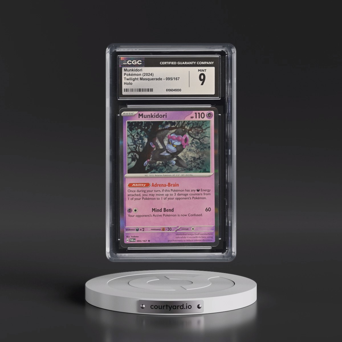2024 Pokémon Twm EN-Twilight Masquerade #095 Munkidori (CGC 9 MINT)