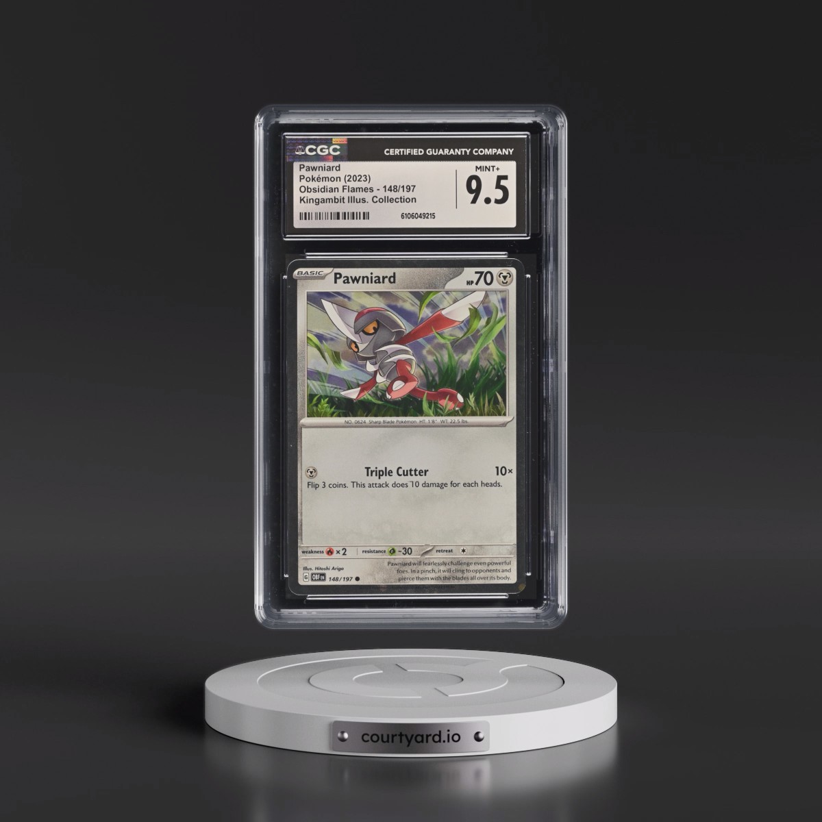 2024 Pokémon Obf EN-Obsidian Flames #148 Pawniard - Shrouded Fable Illustration Collection (CGC 9.5 MINT+)