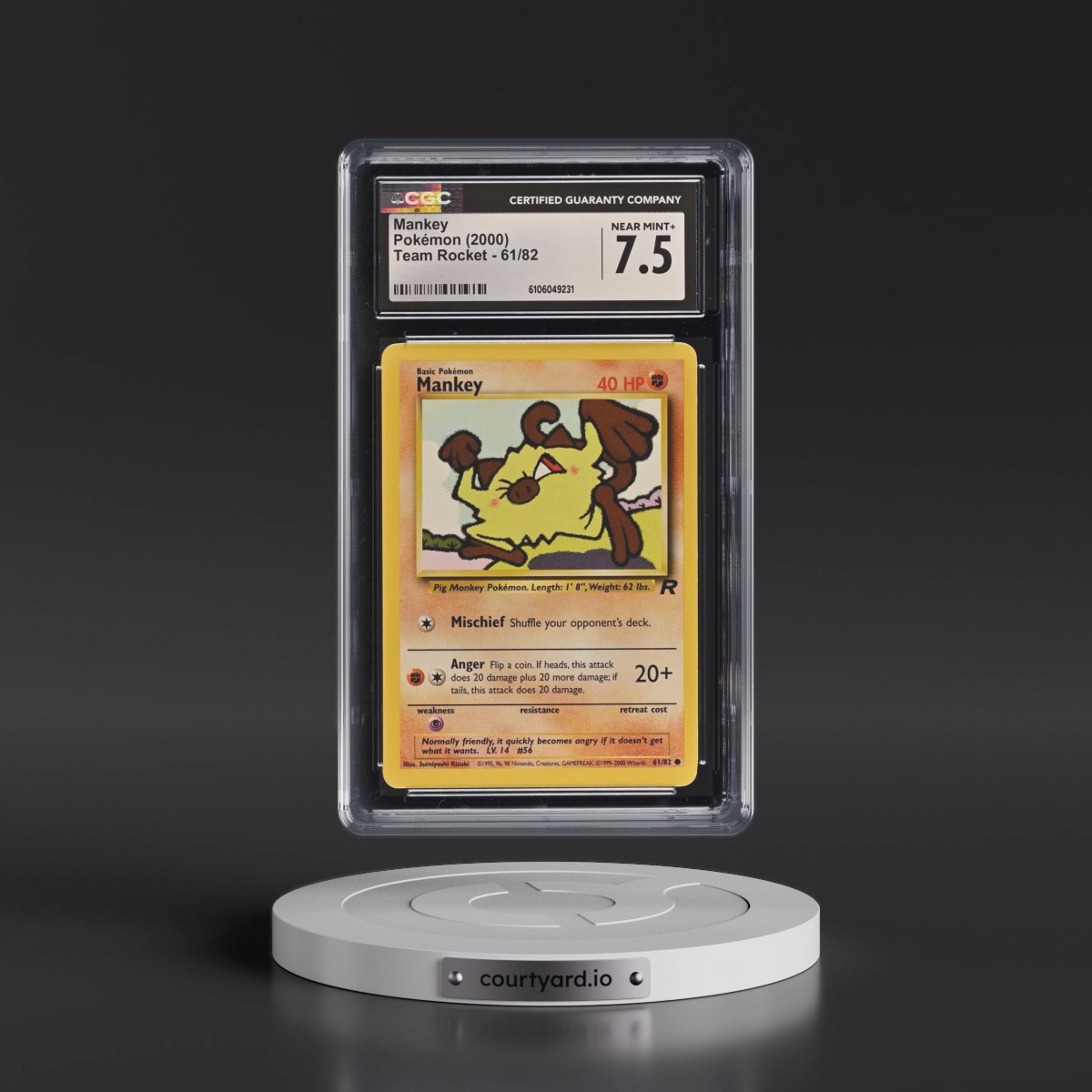 1999 Team Rocket #61/82 Mankey (CGC 7.5 NM+)