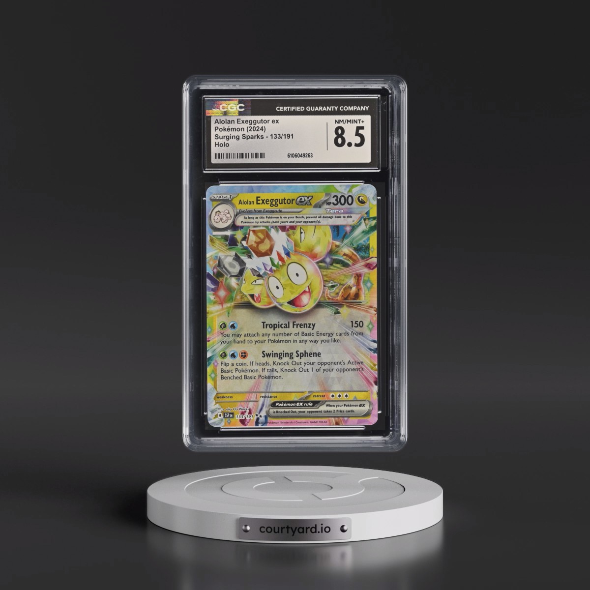 2024 Pokémon Ssp EN-Surging Sparks #133 Alolan Exeggutor EX - Holo (CGC 8.5 NM-MT+)