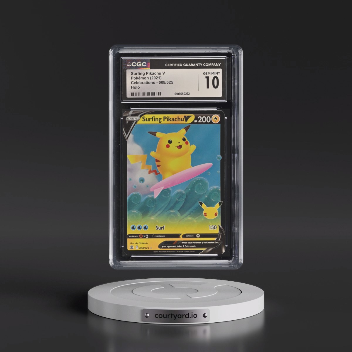 2021 Celebrations #008/025 Surfing Pikachu V - Holo (CGC 10 GEM MINT)