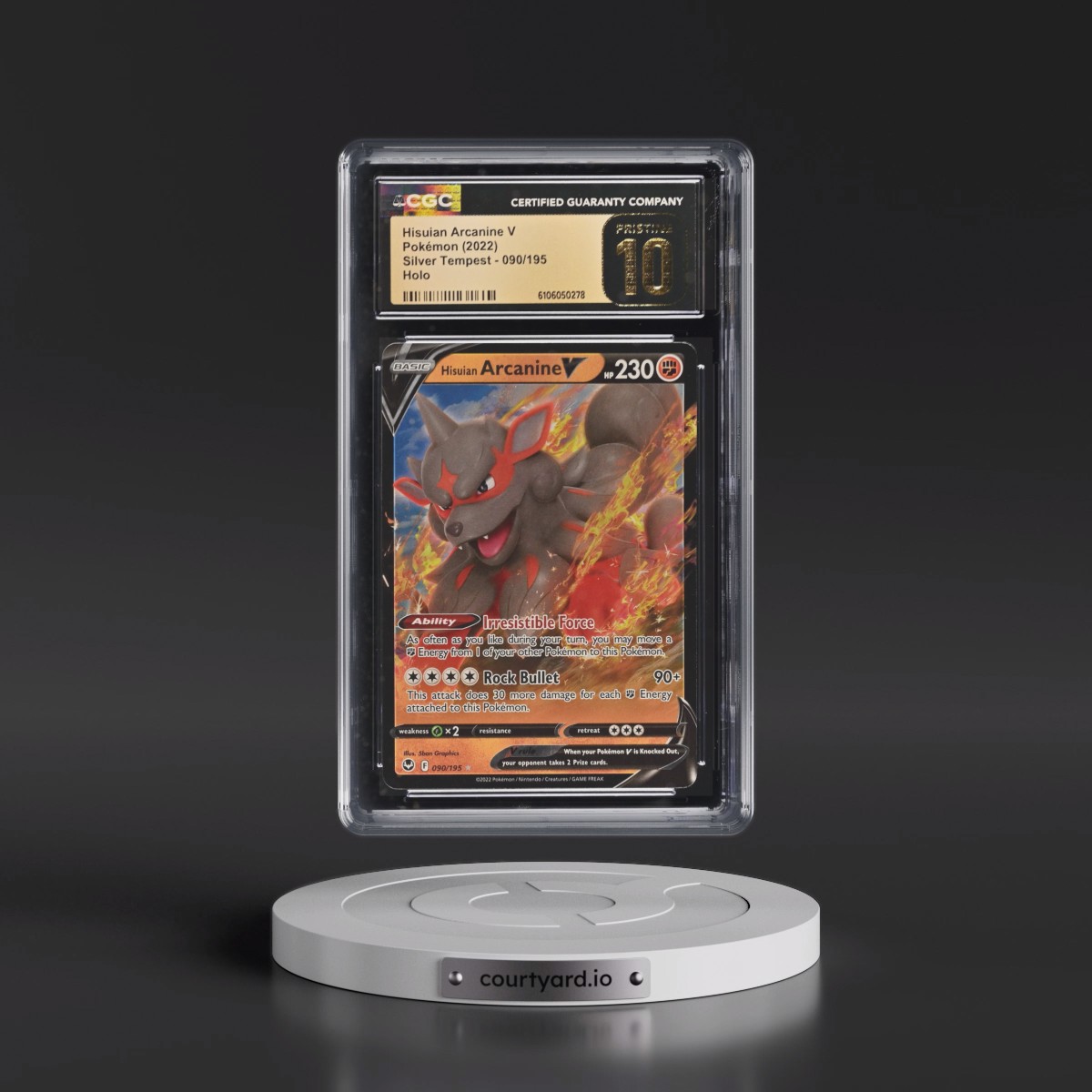 2022 Silver Tempest #090/195 Hisuian Arcanine V - Holo (CGC 10 PRISTINE)
