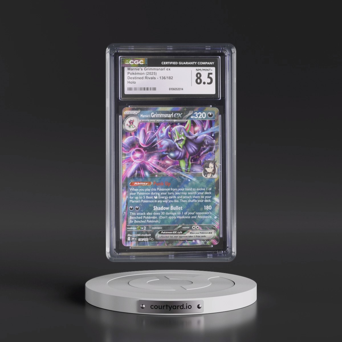 2025 Pokémon Dri EN-Destined Rivals #136 Marnie's Grimmsnarl EX - Holo (CGC 8.5 NM-MT+)