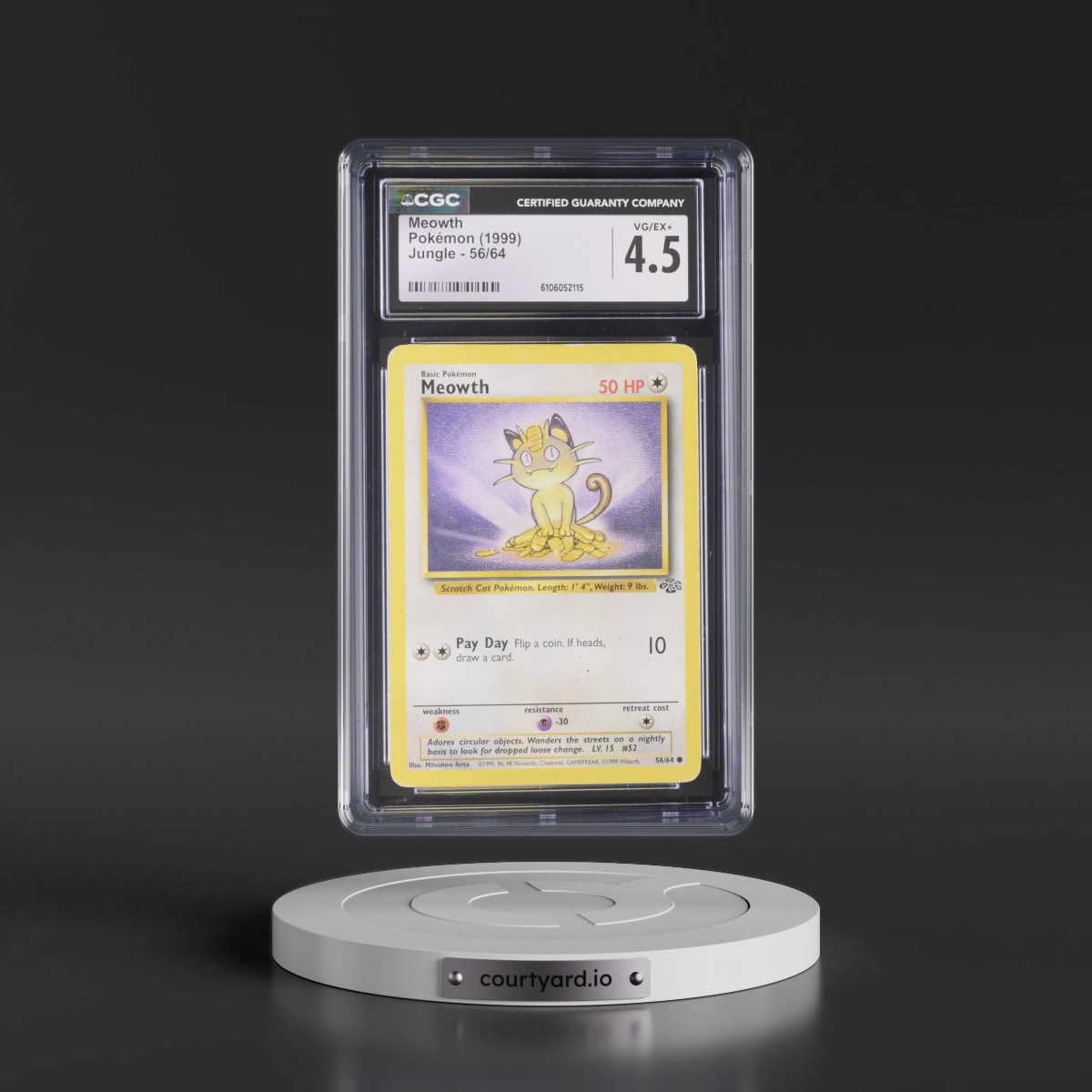 1999 Jungle #56/64 Meowth (CGC 4.5 VG-EX+)