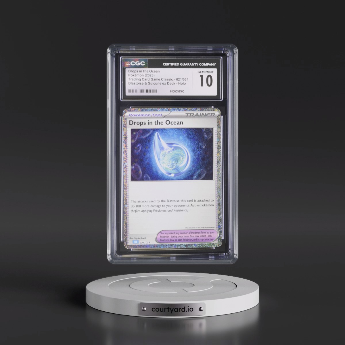 2023 Trading Card Game Classic - CLV, CLC, CLB #021/034 Drops in the Ocean - Blastoise &amp; Suicune ex Deck - CLB Holo (CGC 10 GEM MINT)